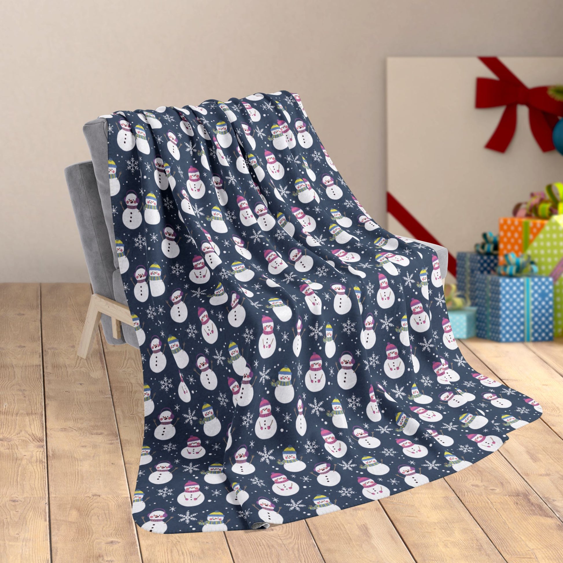 60" × 80" Grey Bigender Pride Snowmen Fleece Sherpa Blanket