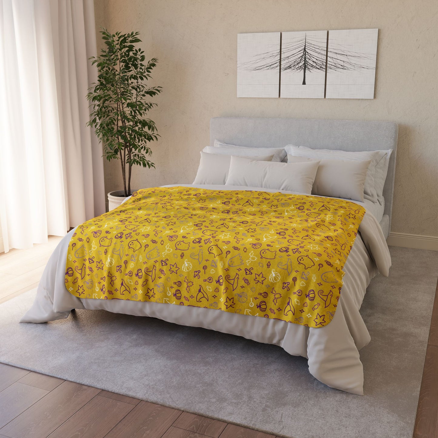 Intersex Pride Halloween Yellow Fleece Sherpa Blanket
