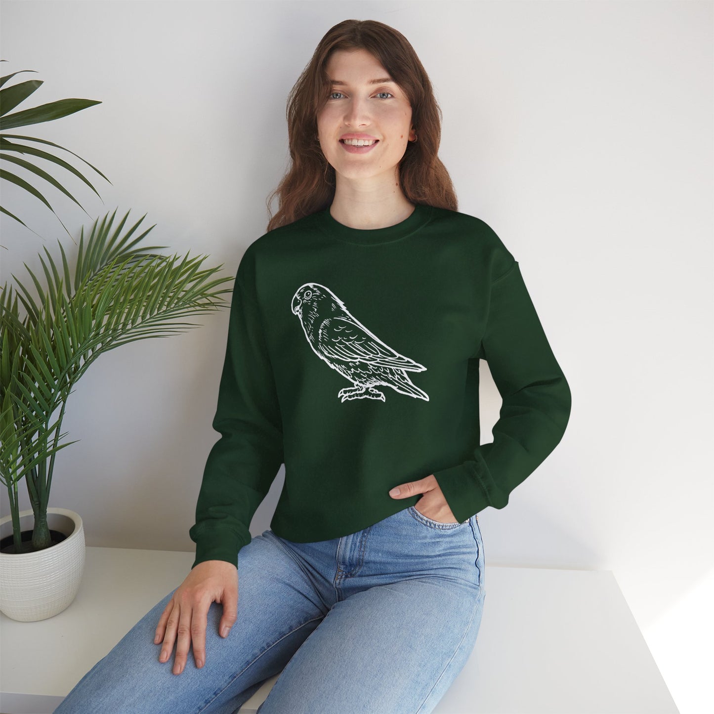 Holly Girl, Sweat-shirt à col rond Lovebird Line Art