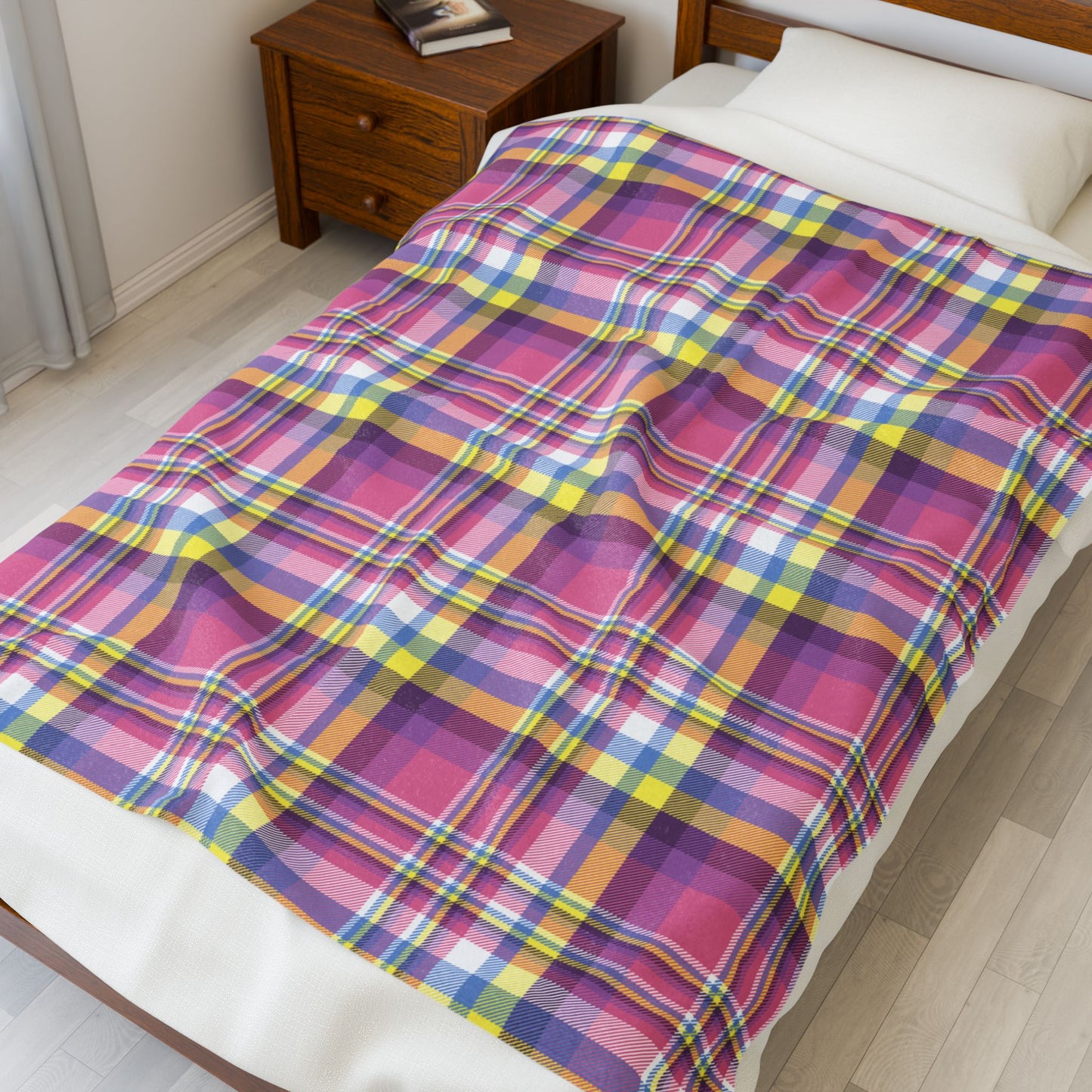 Bigender Yellow Pride Plaid Velveteen Plush Blanket