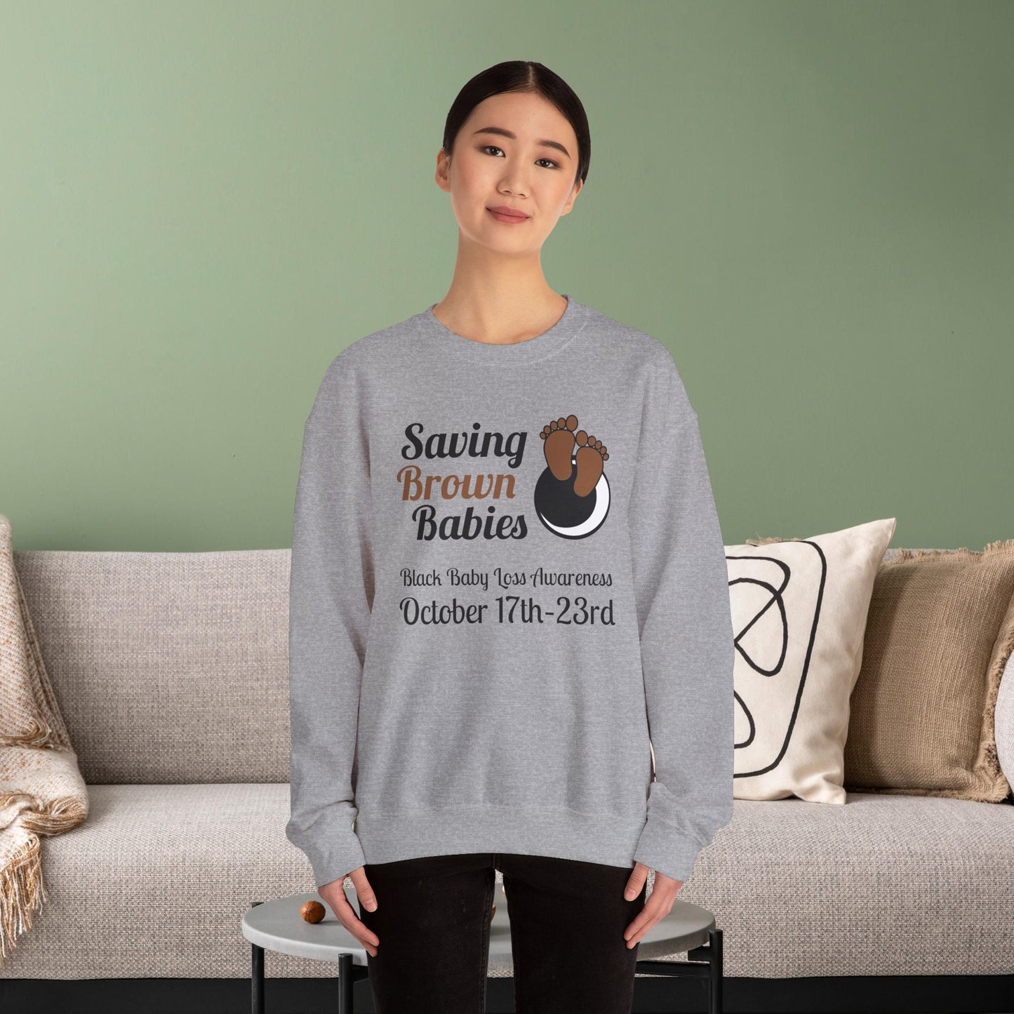 Quietly United in Loss Together Non-Profit / Saving Brown Babies Charity Crew Neck Sweatshirt, Grossesse et sensibilisation à la perte du nourrisson