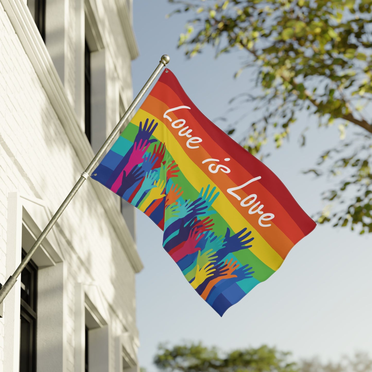 Love Is Love Double-Sided Rainbow Pride Flag with Grommets