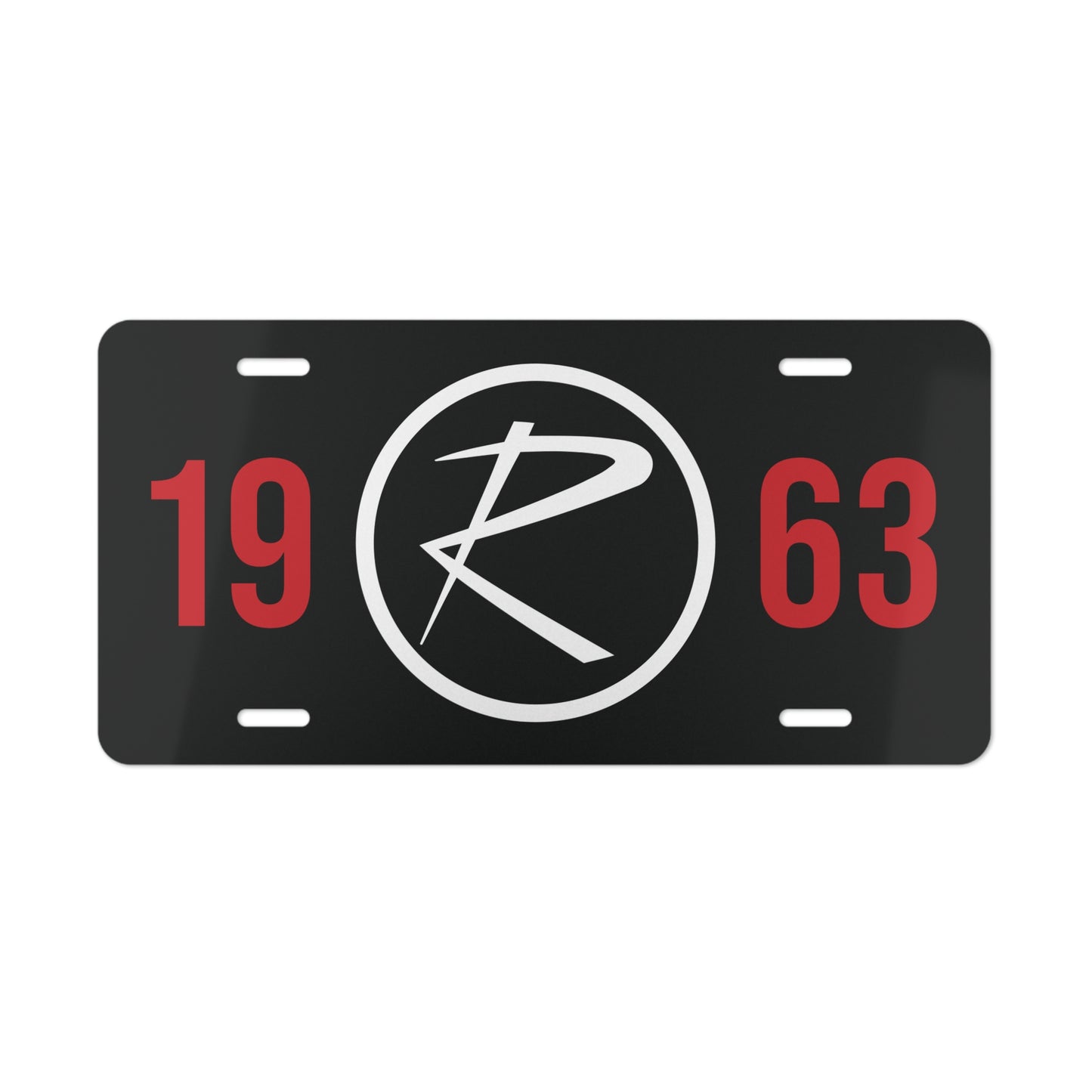 Rambler White Logo Red Year Black Custom Vanity Plates