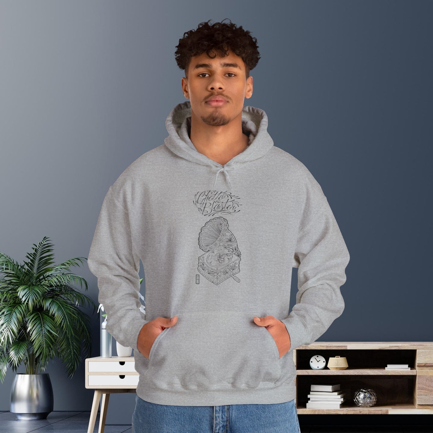 Ghetto Blaster, sudadera con capucha de arte lineal