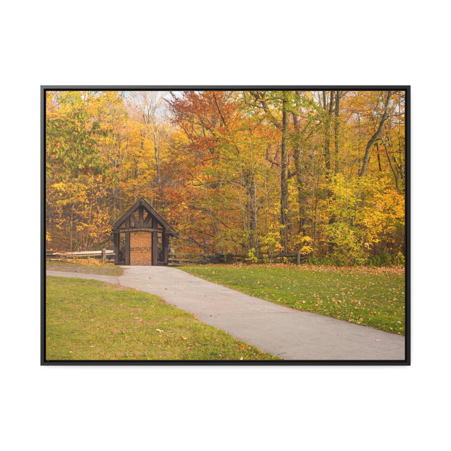 Pont couvert de Seven Bridges Trail à Grant Park dans le sud de Milwaukee Wisconsin, photographie horizontale encadrée toile Wrap Wall Art