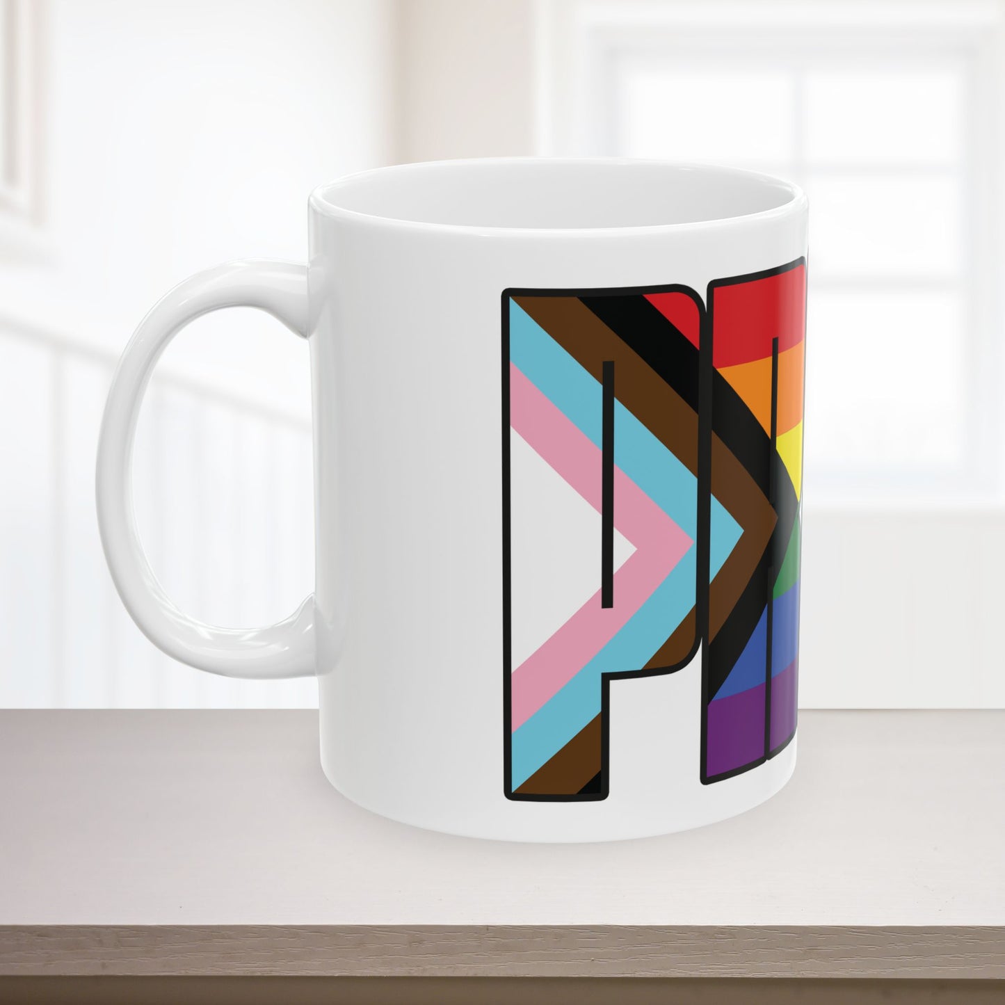 Rainbow Progress Pride 11oz or 15oz Black or White Ceramic Mug