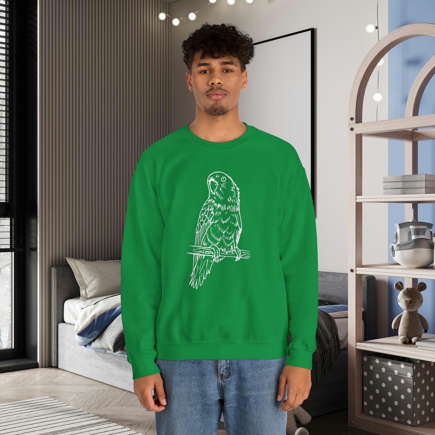 Lovebird Cutie Pie, Line Art Crew Neck Sweatshirt