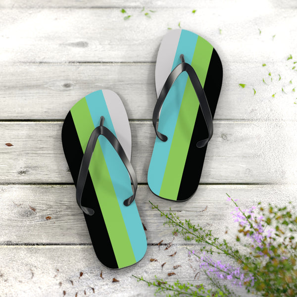 XL Black sole Quoiromantic Pride Flip Flops
