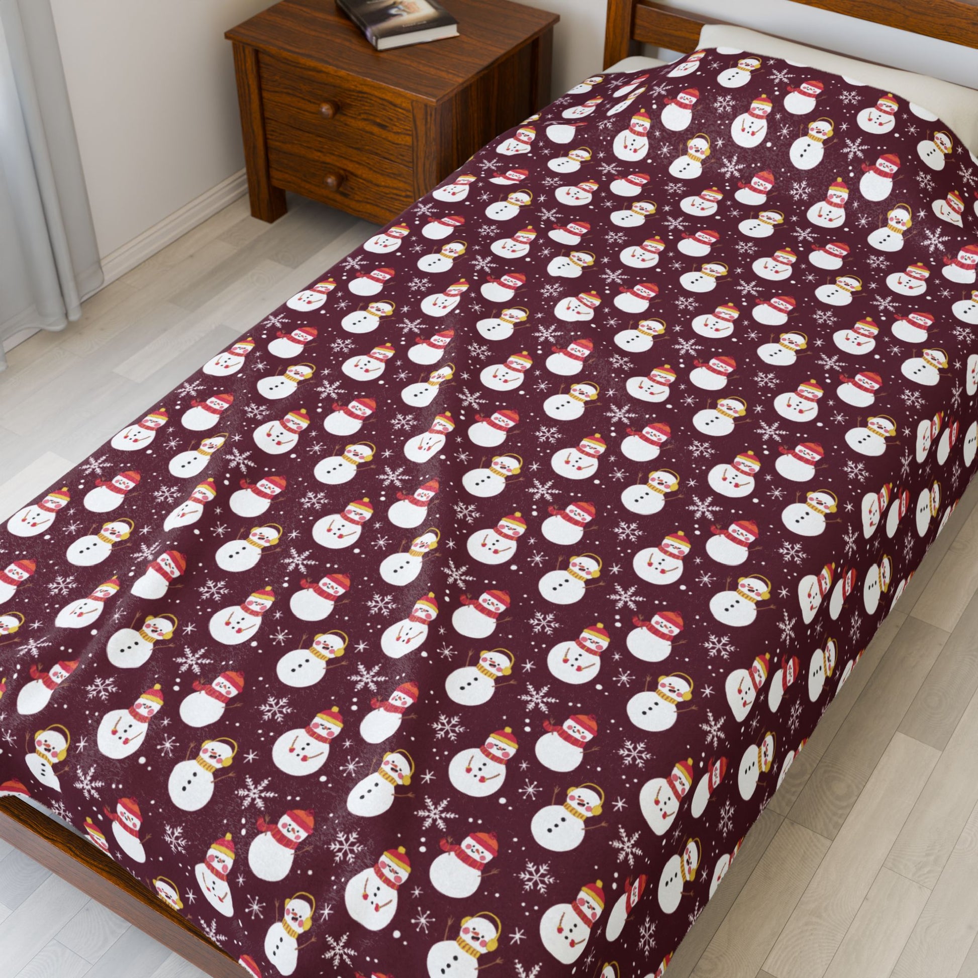 Non-Binary Girl Pride Snowmen Velveteen Plush Blanket