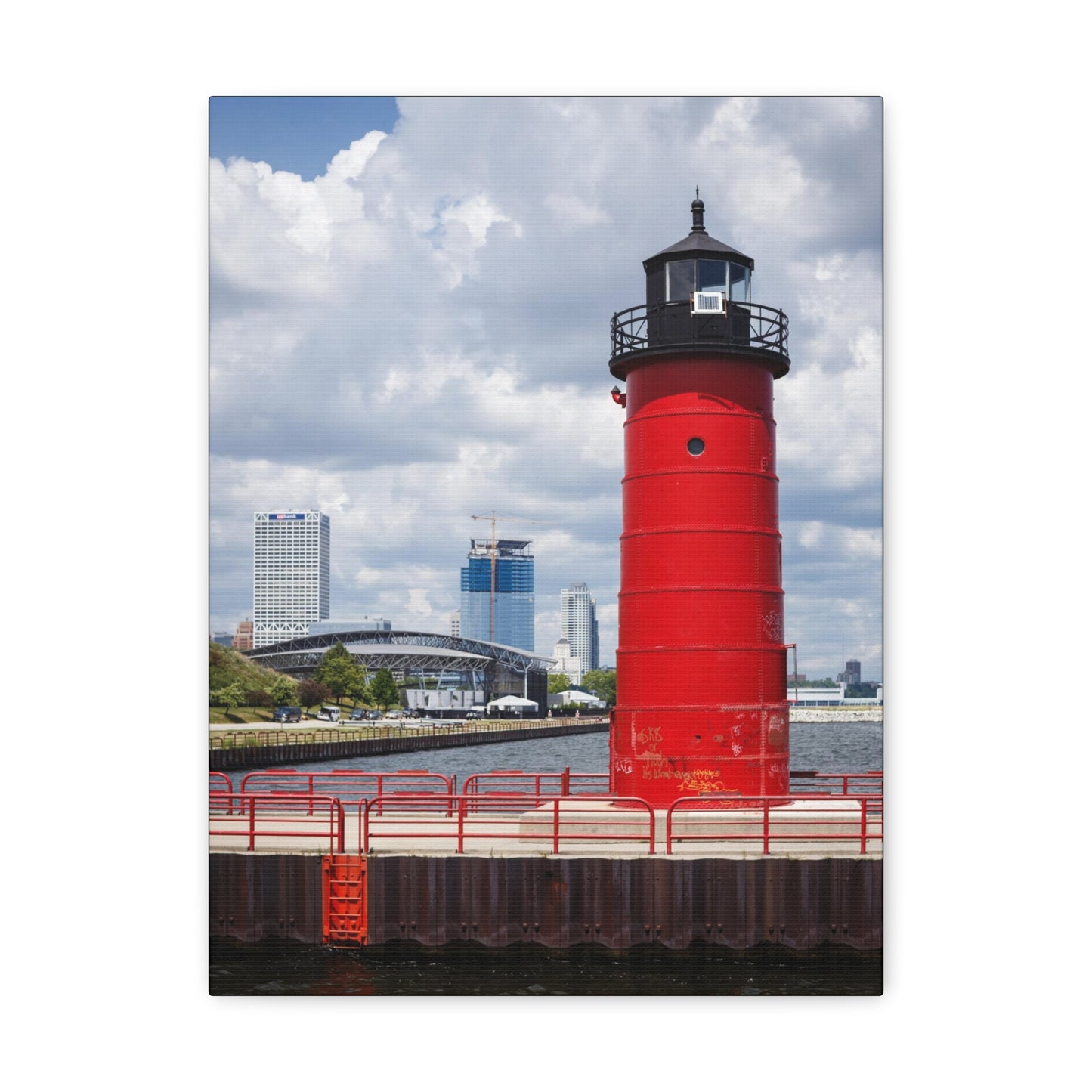 Phare et horizon de Milwaukee Wisconsin ; Milwaukee Pierhead Light, Photographie Toile Wrap Wall Art