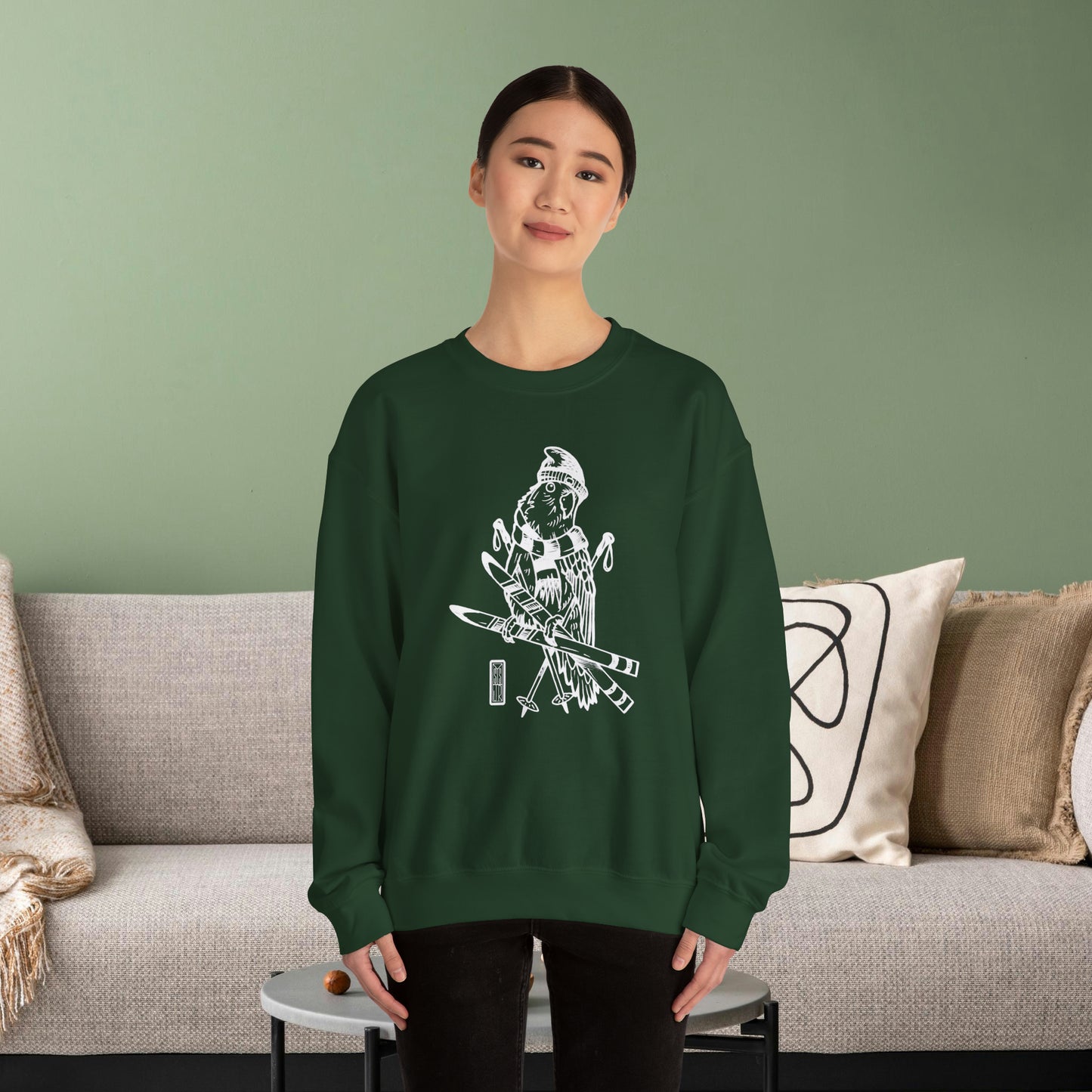 Lovebird va a esquiar, sudadera con cuello redondo Line Art
