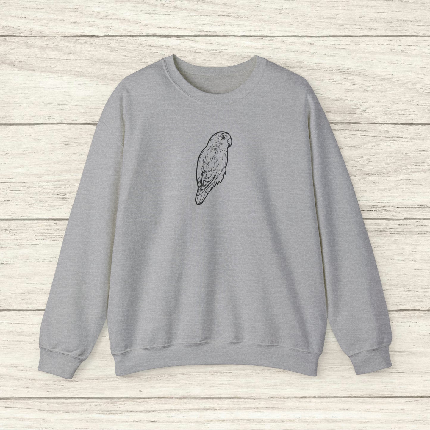 Cuddly Lovebird, sudadera con cuello redondo y arte lineal