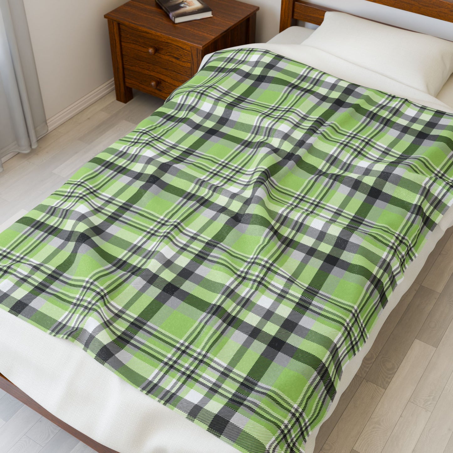 Agender Pride Plaid Velveteen Plush Blanket