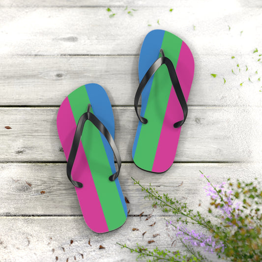 L Black sole Polysexual Pride Flip Flops