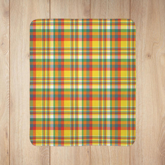 Summer Colors Plaid Fleece Sherpa Blanket