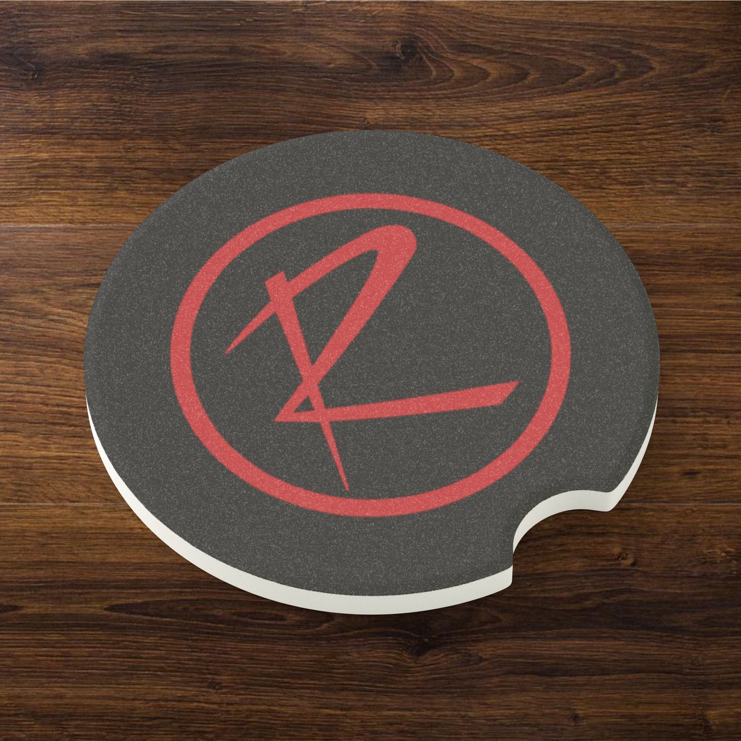 Rambler Logo Black & Red Soapstone Car Cup-Holder Coaster