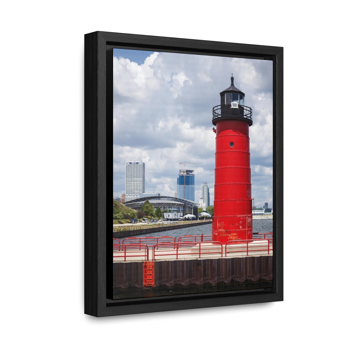 Phare et horizon de Milwaukee Wisconsin ; Milwaukee Pierhead Light, Photographie Encadrée Toile Wrap Wall Art