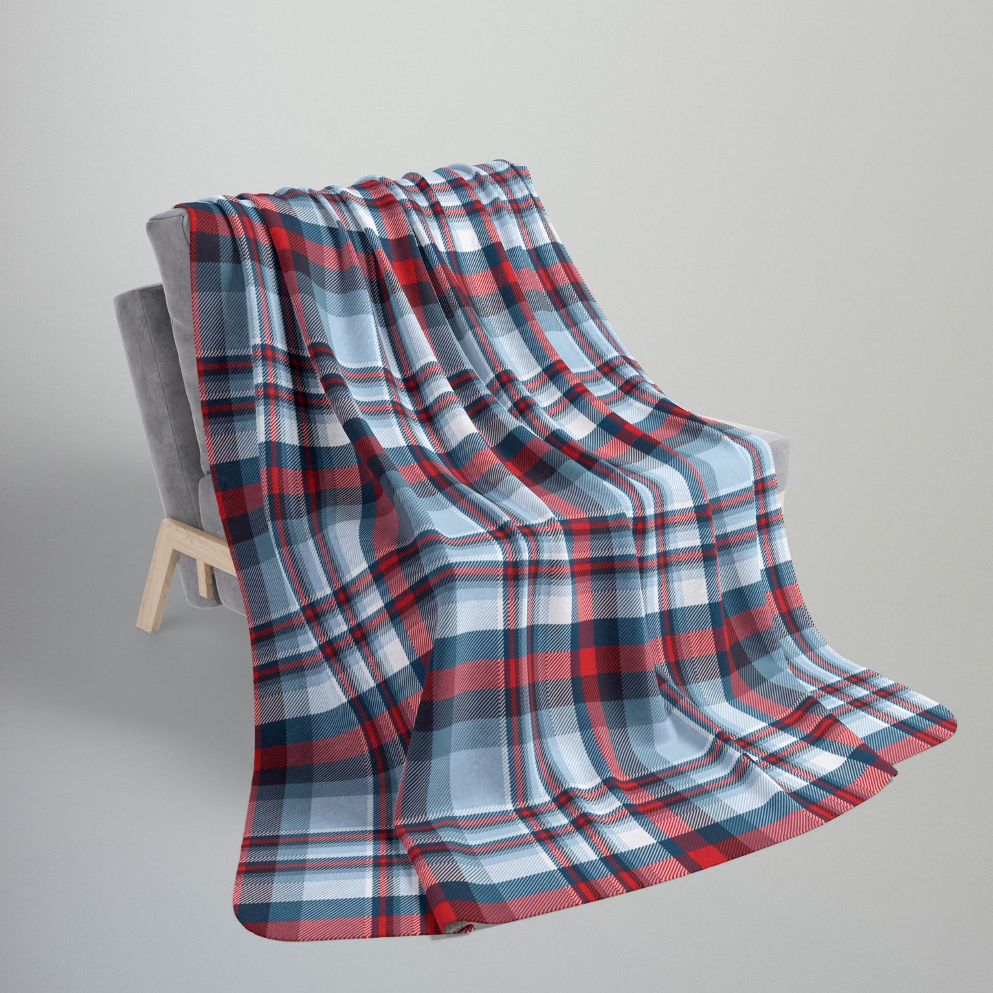 Nautical Teal Plaid Fleece Sherpa Blanket