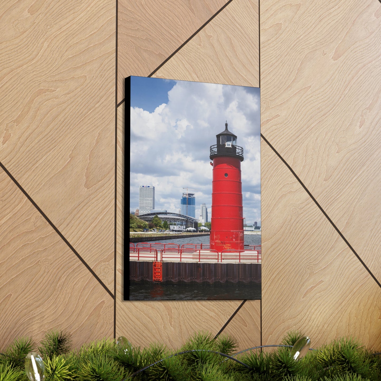 Phare et horizon de Milwaukee Wisconsin ; Milwaukee Pierhead Light, Photographie Toile Wrap Wall Art
