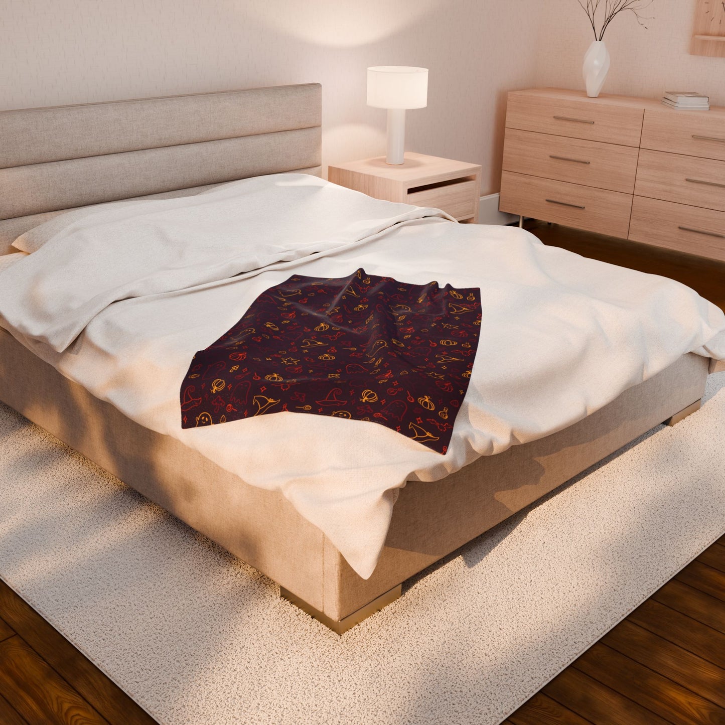 Halloween Maroon Multiolor Pattern Plaid Velveteen Plush Blanket