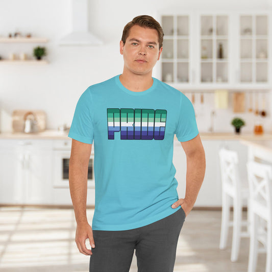 Turquoise Gay Men Trans-Inclusive Pride 7-Stripe Tee