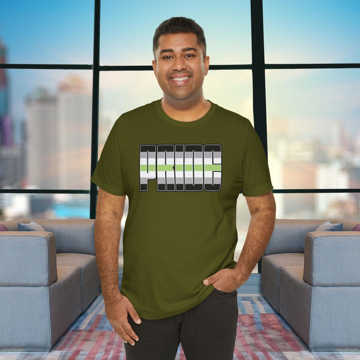 Olive Agender Pride Tee