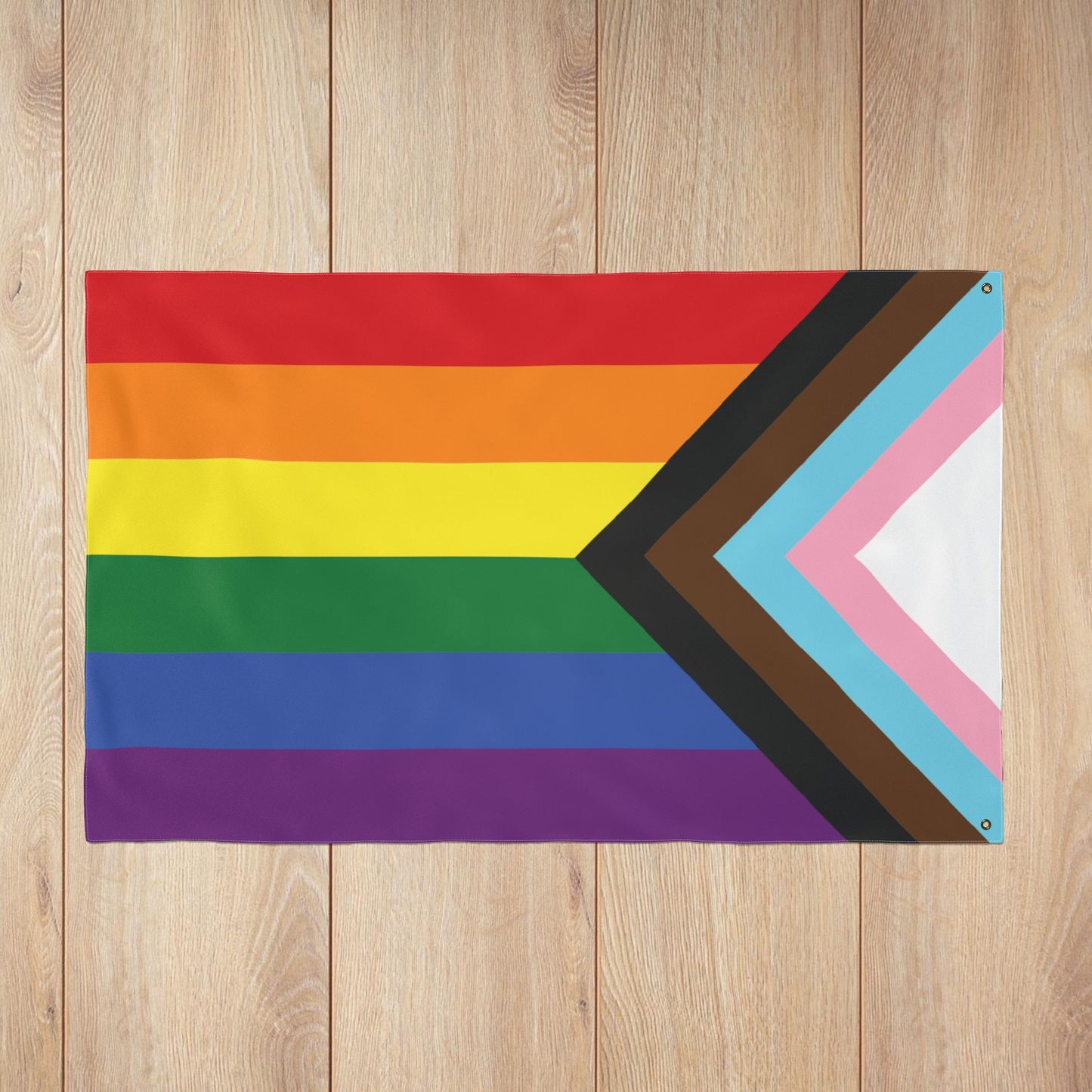 Rainbow Progress Pride Double-Sided Flag with Grommets