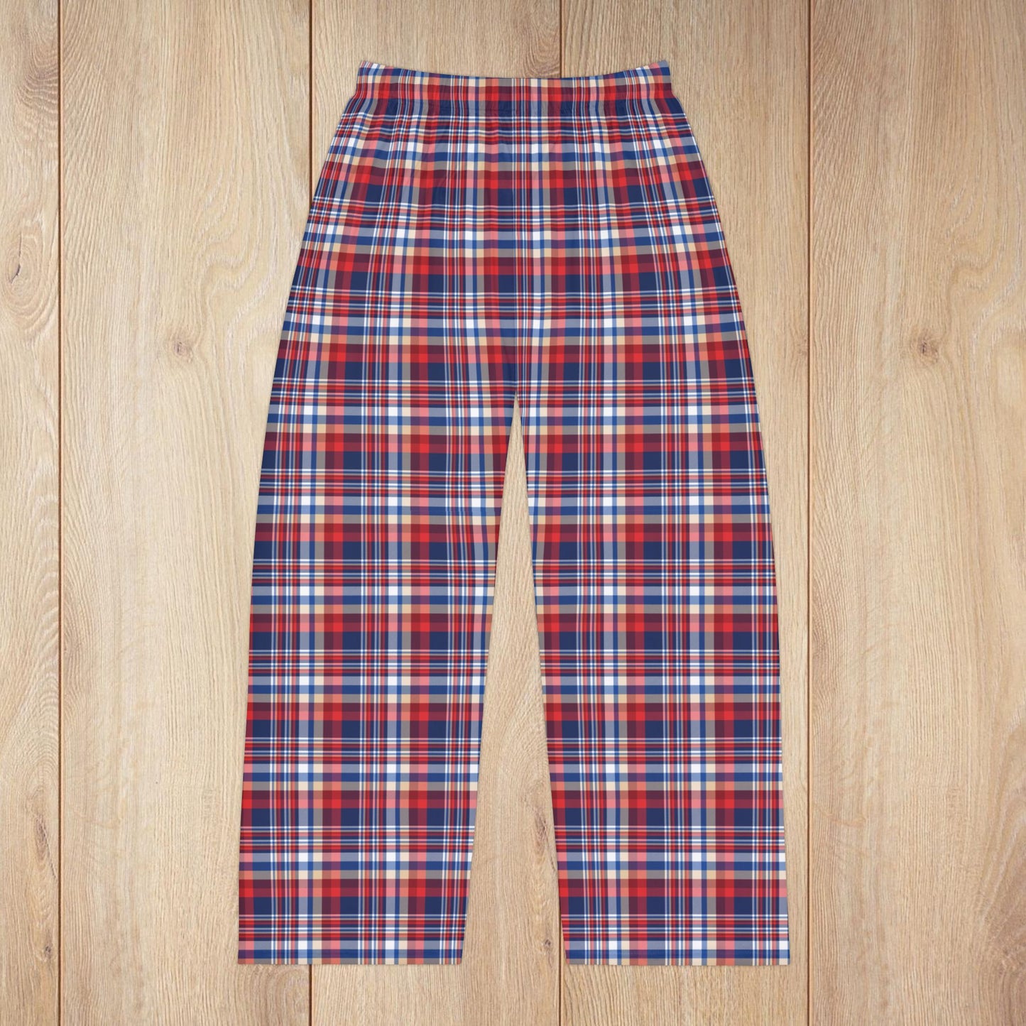 Men’s Blue, Red & White Ohio Plaid Pajama Pants