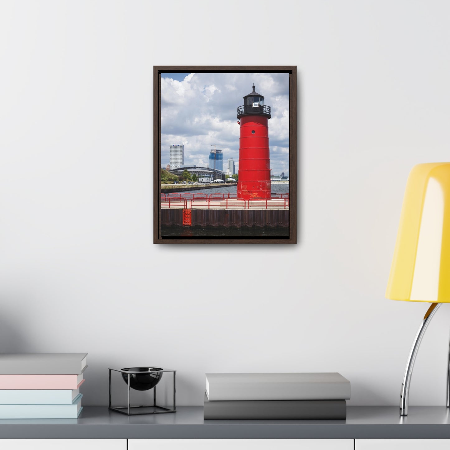 Phare et horizon de Milwaukee Wisconsin ; Milwaukee Pierhead Light, Photographie Encadrée Toile Wrap Wall Art