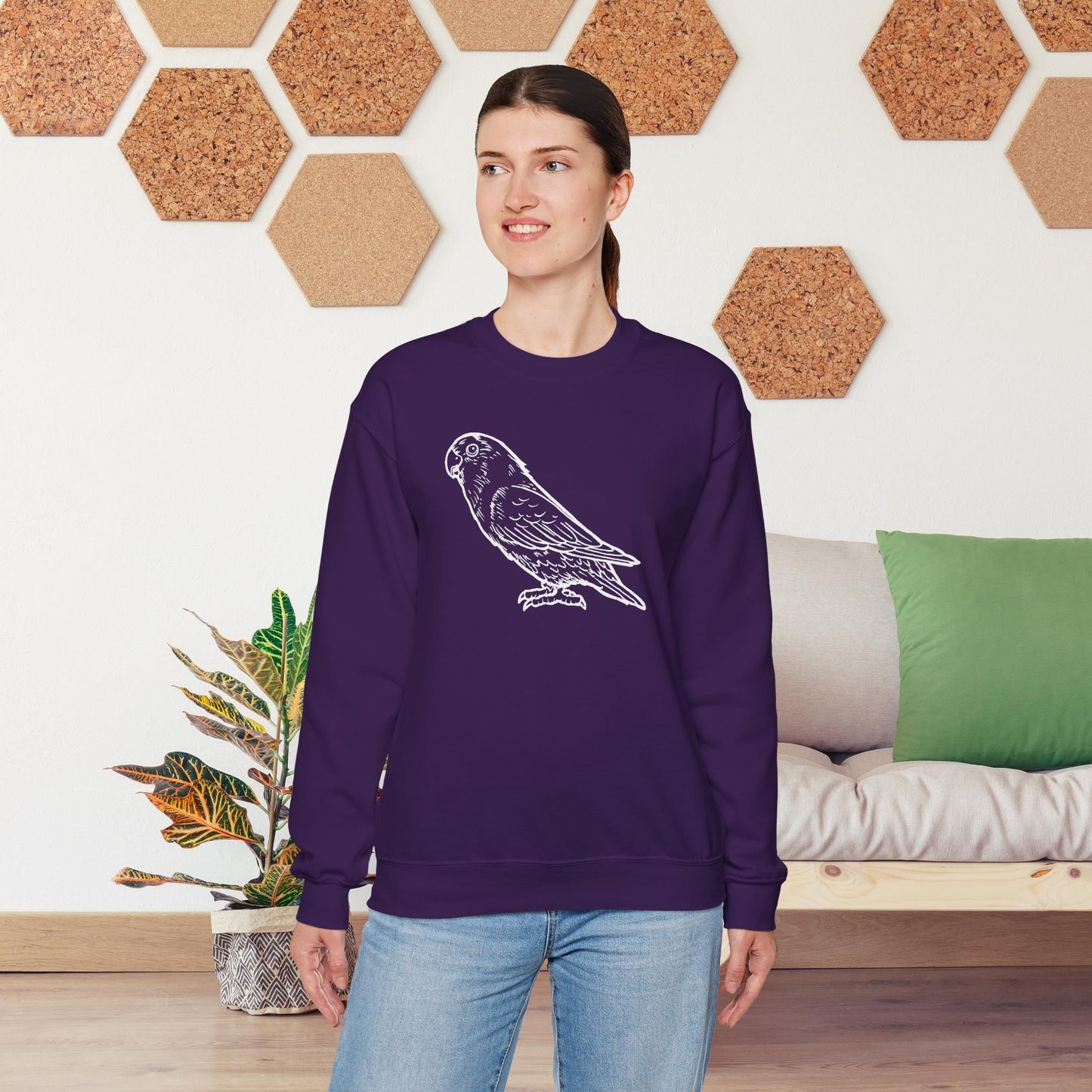 Holly Girl, Sweat-shirt à col rond Lovebird Line Art