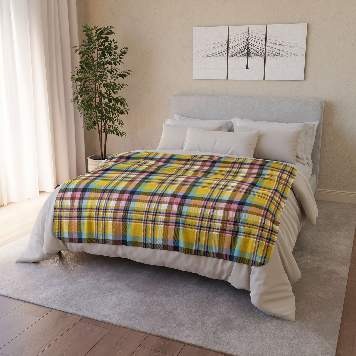 Intersex Progress Pride Plaid Fleece Sherpa Blanket