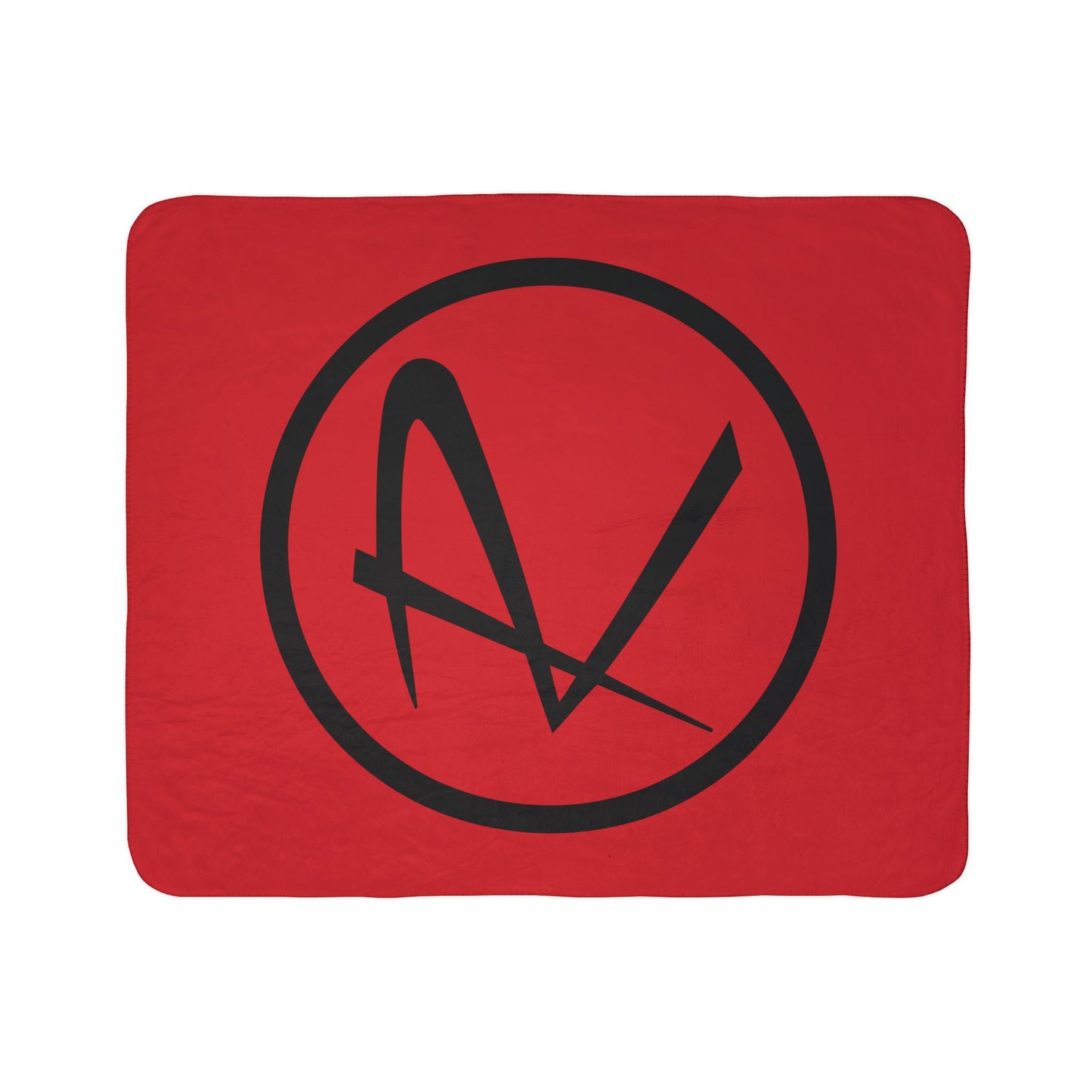 Rambler Black Logo Red Fleece Sherpa Blanket