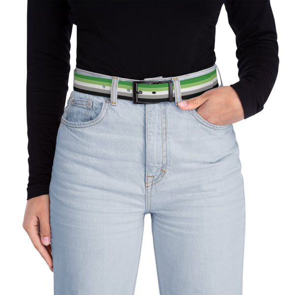 Black Metal 50'' Aromantic Pride Flag Belt