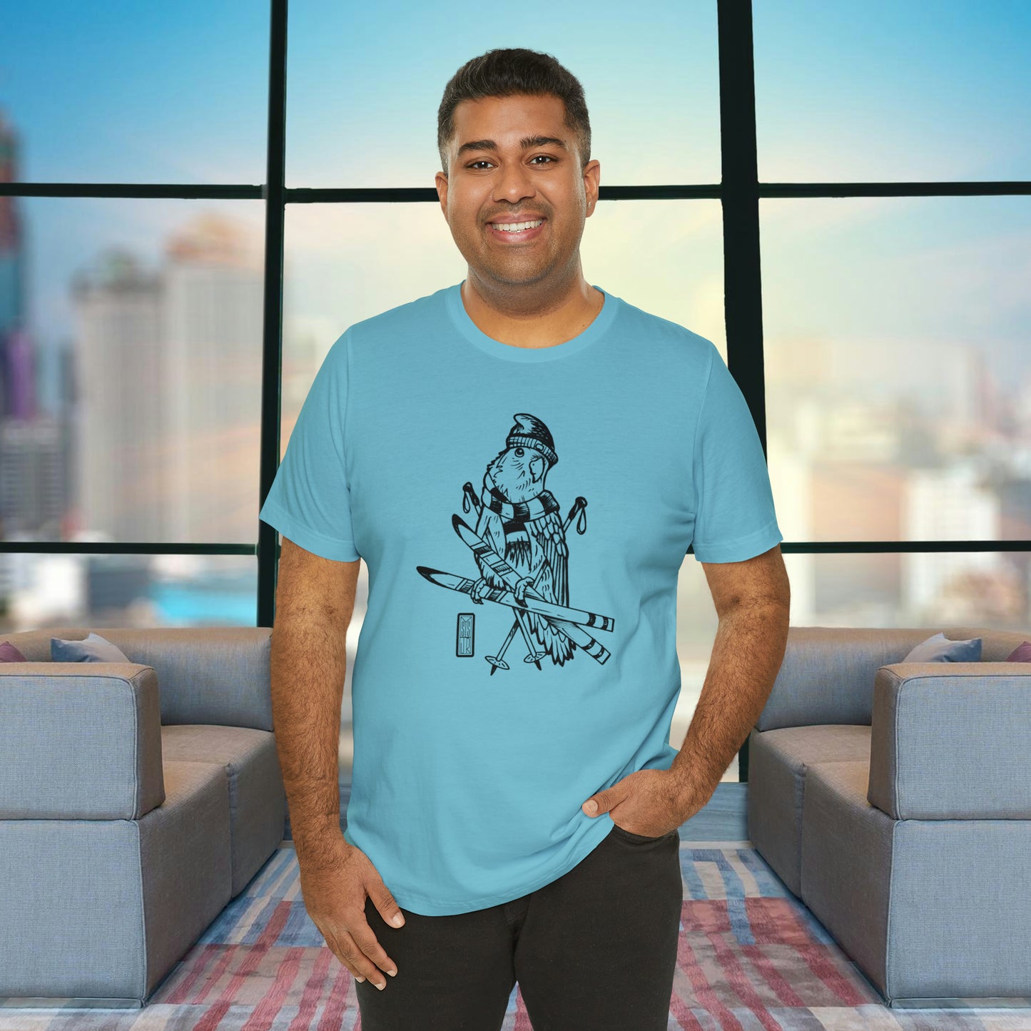 Lovebird Goes Skiing, Line Art Tee