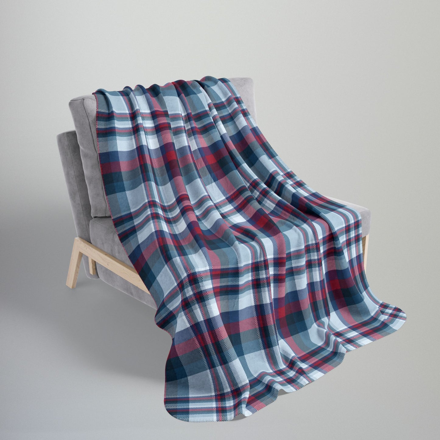 Nautical Blue Plaid Fleece Sherpa Blanket