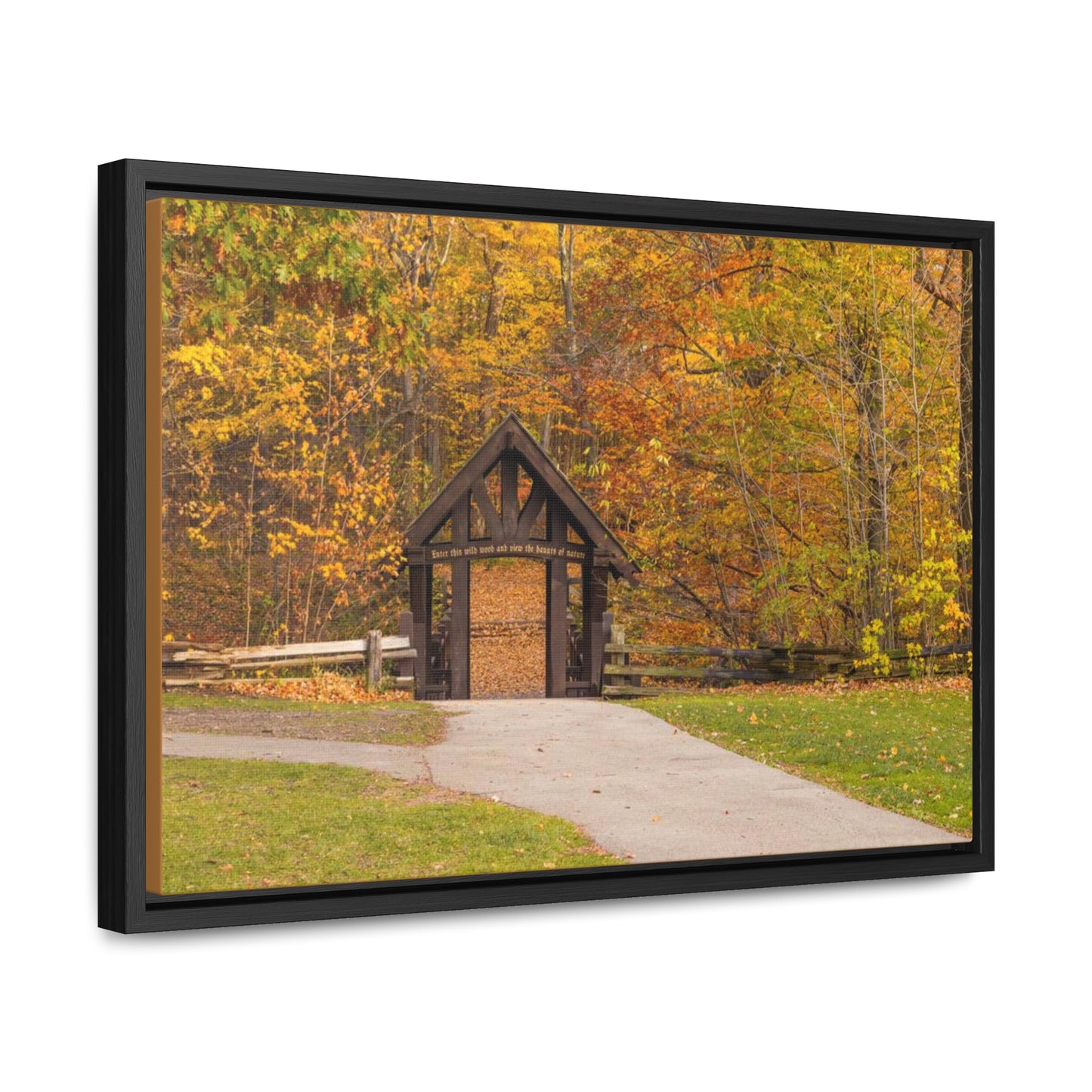 Pont couvert de Seven Bridges Trail à Grant Park dans le sud de Milwaukee Wisconsin, photographie horizontale encadrée toile Wrap Wall Art