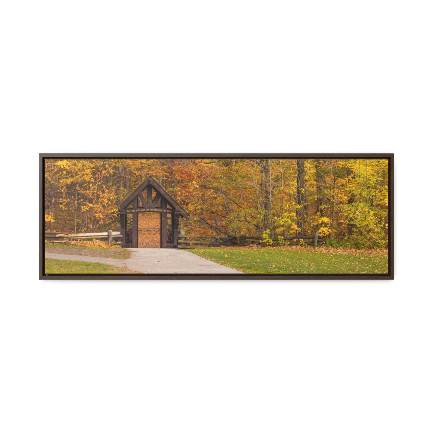 Pont couvert de Seven Bridges Trail à Grant Park dans le sud de Milwaukee Wisconsin, photographie horizontale encadrée toile Wrap Wall Art