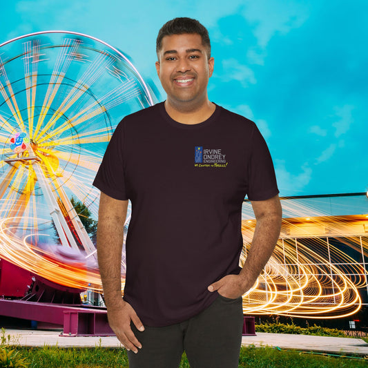 I Just Wanna Get Spooky & Ride Roller Coasters Tee (BACK graphic) • Irvine Ondrey Engineering