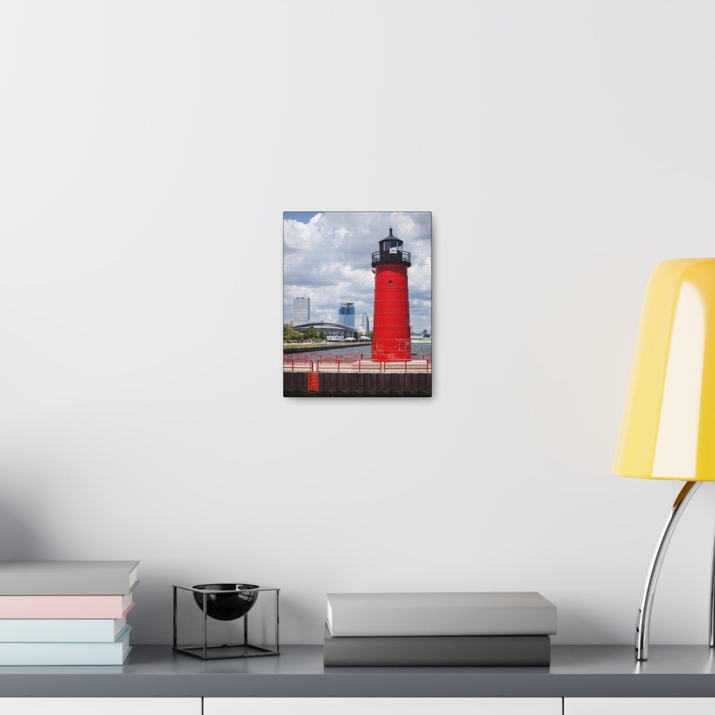 Phare et horizon de Milwaukee Wisconsin ; Milwaukee Pierhead Light, Photographie Toile Wrap Wall Art