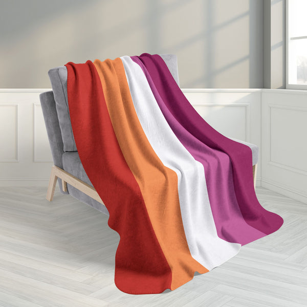 50" × 60" Beige Lesbian Sunset Pride Flag Fleece Sherpa Blanket