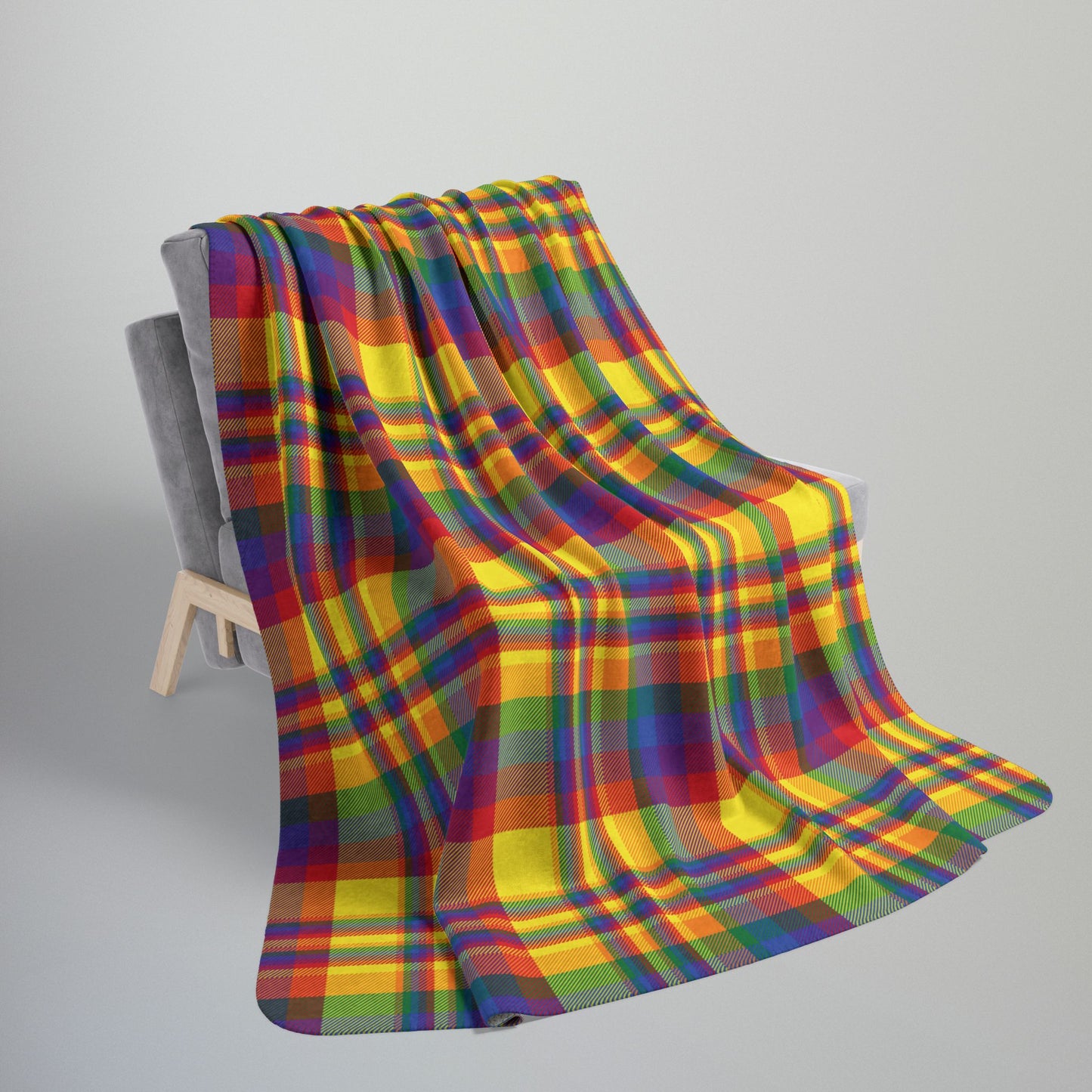 Rainbow Pride Plaid Fleece Sherpa Blanket