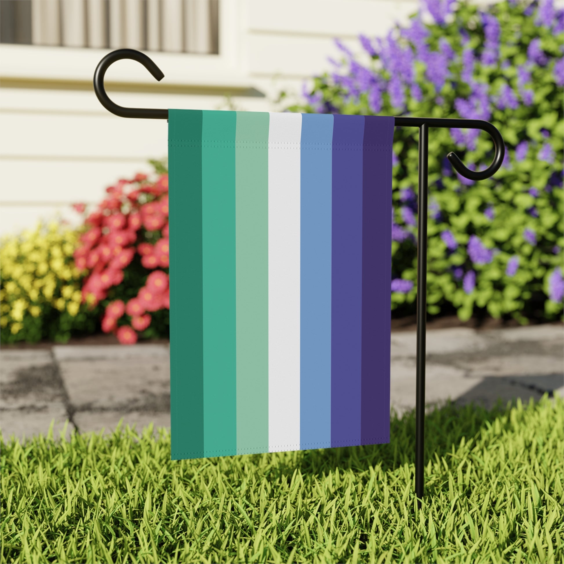 12'' × 18'' Gay Men Trans-Inclusive Pride 7-Stripe Garden Banner