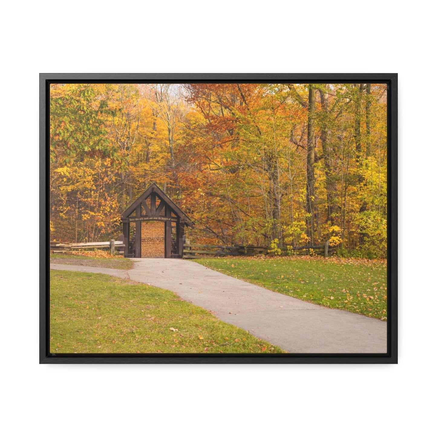 Pont couvert de Seven Bridges Trail à Grant Park dans le sud de Milwaukee Wisconsin, photographie horizontale encadrée toile Wrap Wall Art