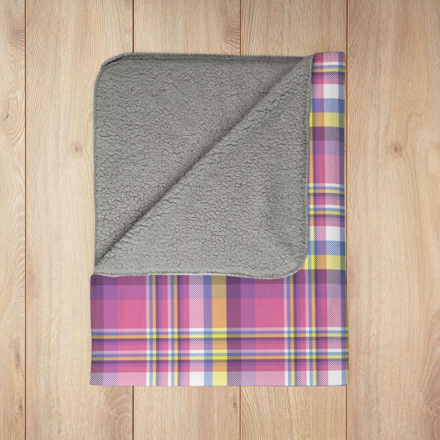 Bigender Yellow Pride Plaid Fleece Sherpa Blanket