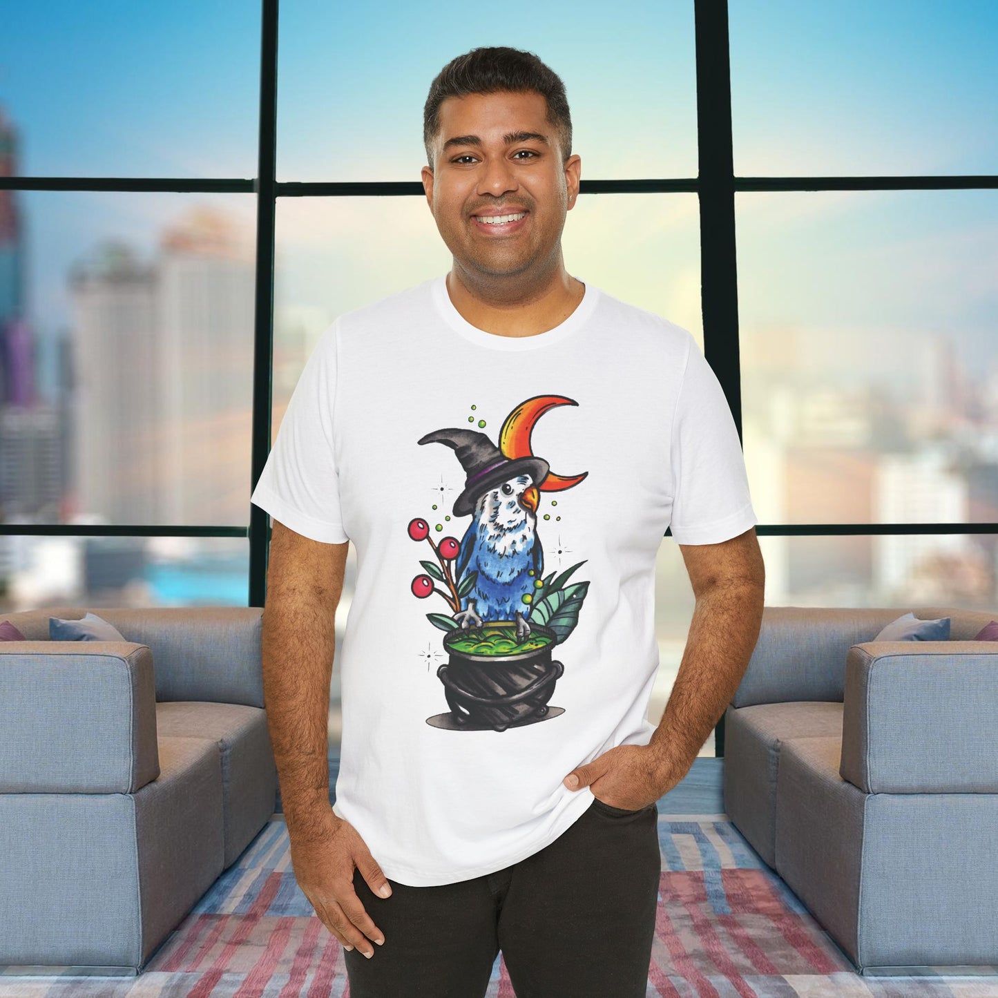 Lovebird Witch, Hand-Drawn & Hand-Colored Tee