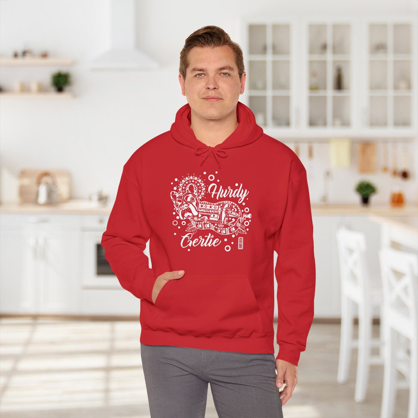 Hurdy Gertie Hooded Sweatshirt, Frenchton Dog Line Art Hoodie