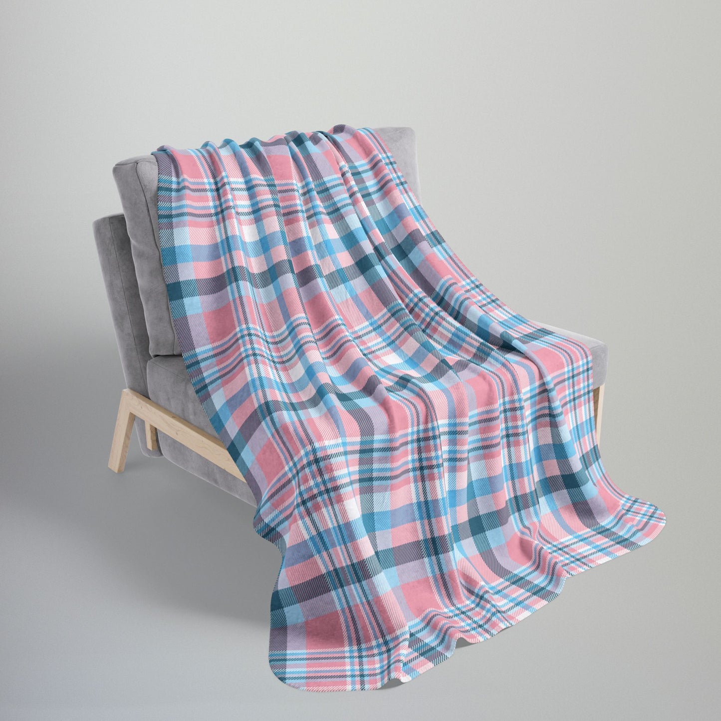 Transgender Pride Plaid Fleece Sherpa Blanket