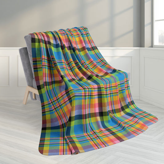 60" × 80" Queer Pride Plaid Fleece Sherpa Blanket