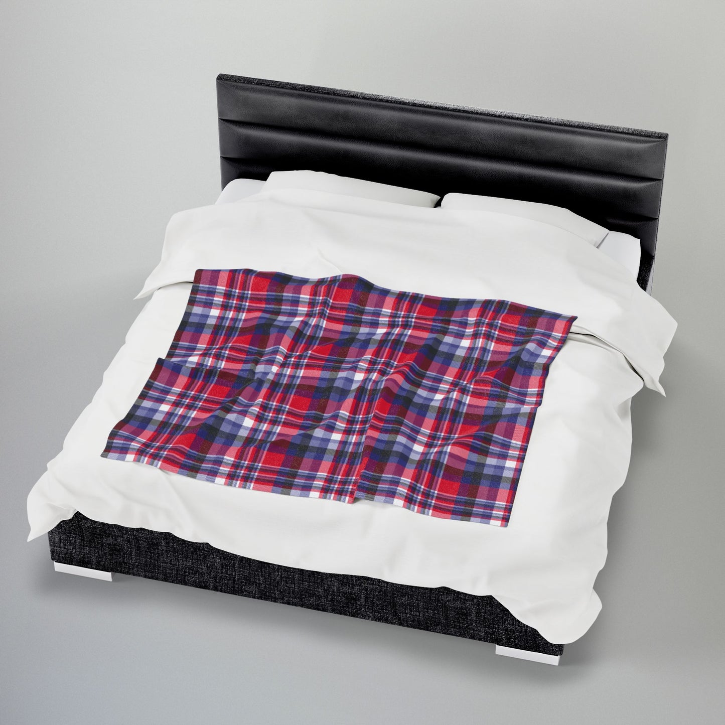 Nautical Red Plaid Velveteen Plush Blanket