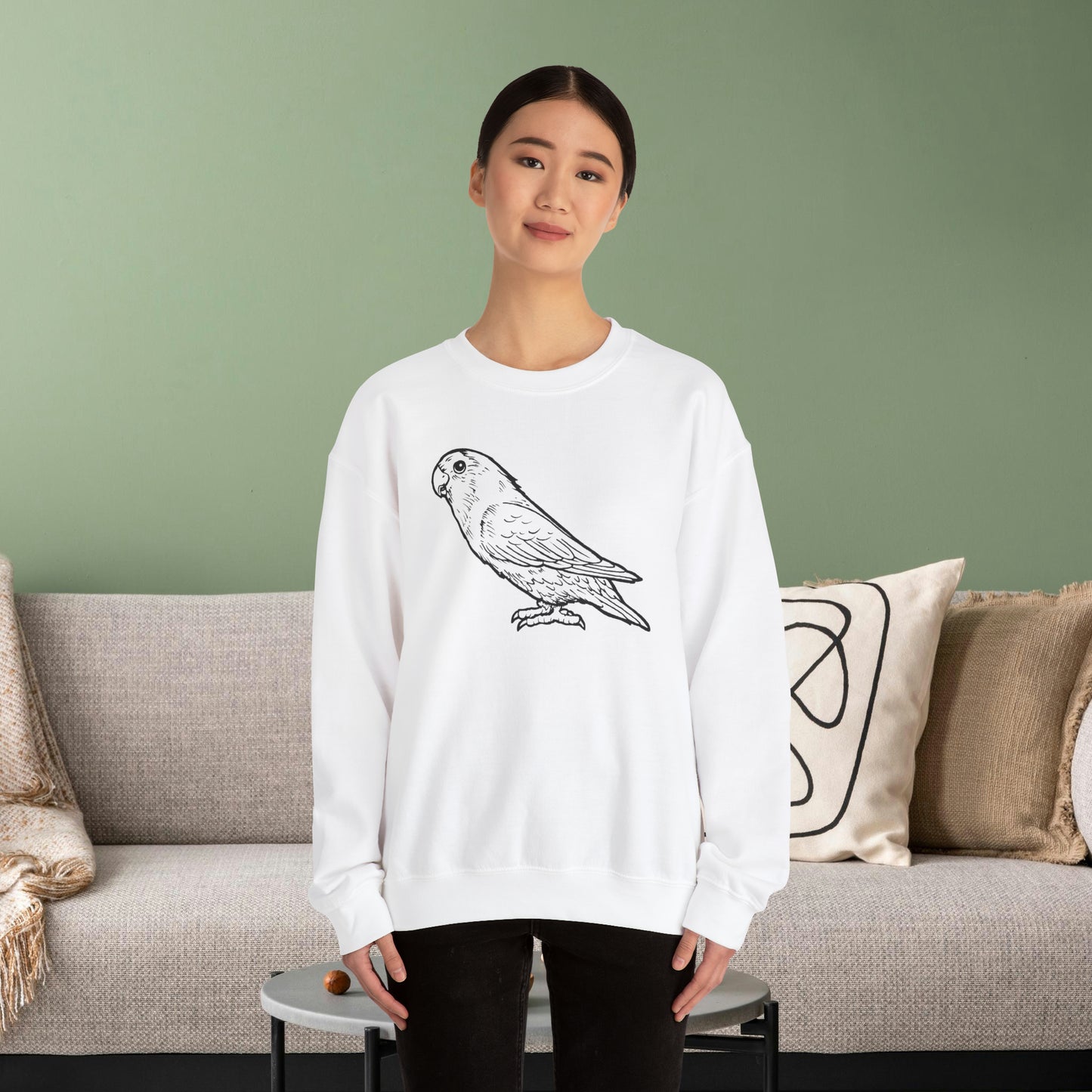 Holly Girl, Lovebird Line Art Crew Neck Sweatshirt